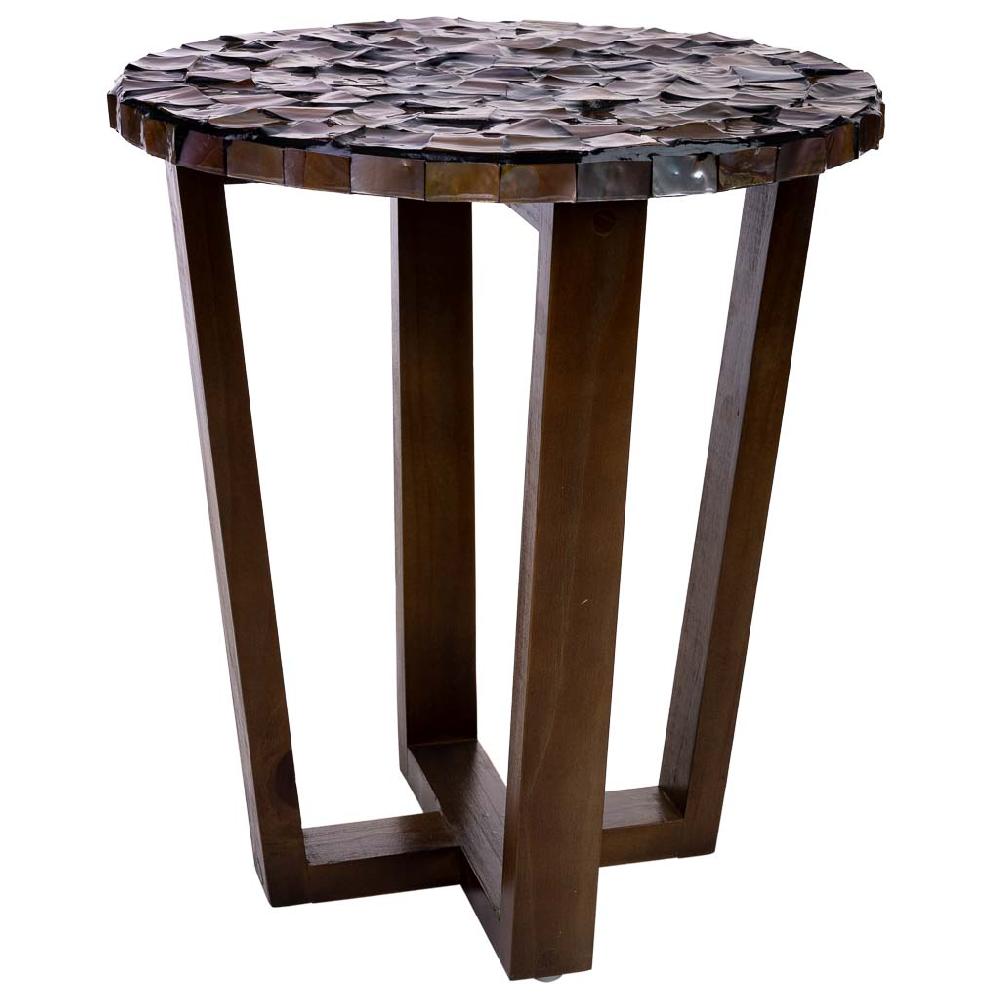 Creaciones meng MUEBLE - MESAS AUXILIARES - mesa auxiliar de madera y madreperla marron