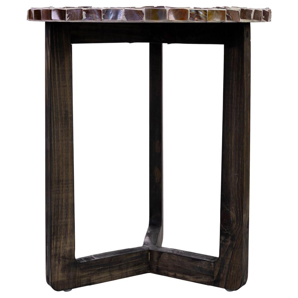 Creaciones Meng MUEBLE - MESAS AUXILIARES - Mesa Auxiliar De Madera Y Capiz Marron