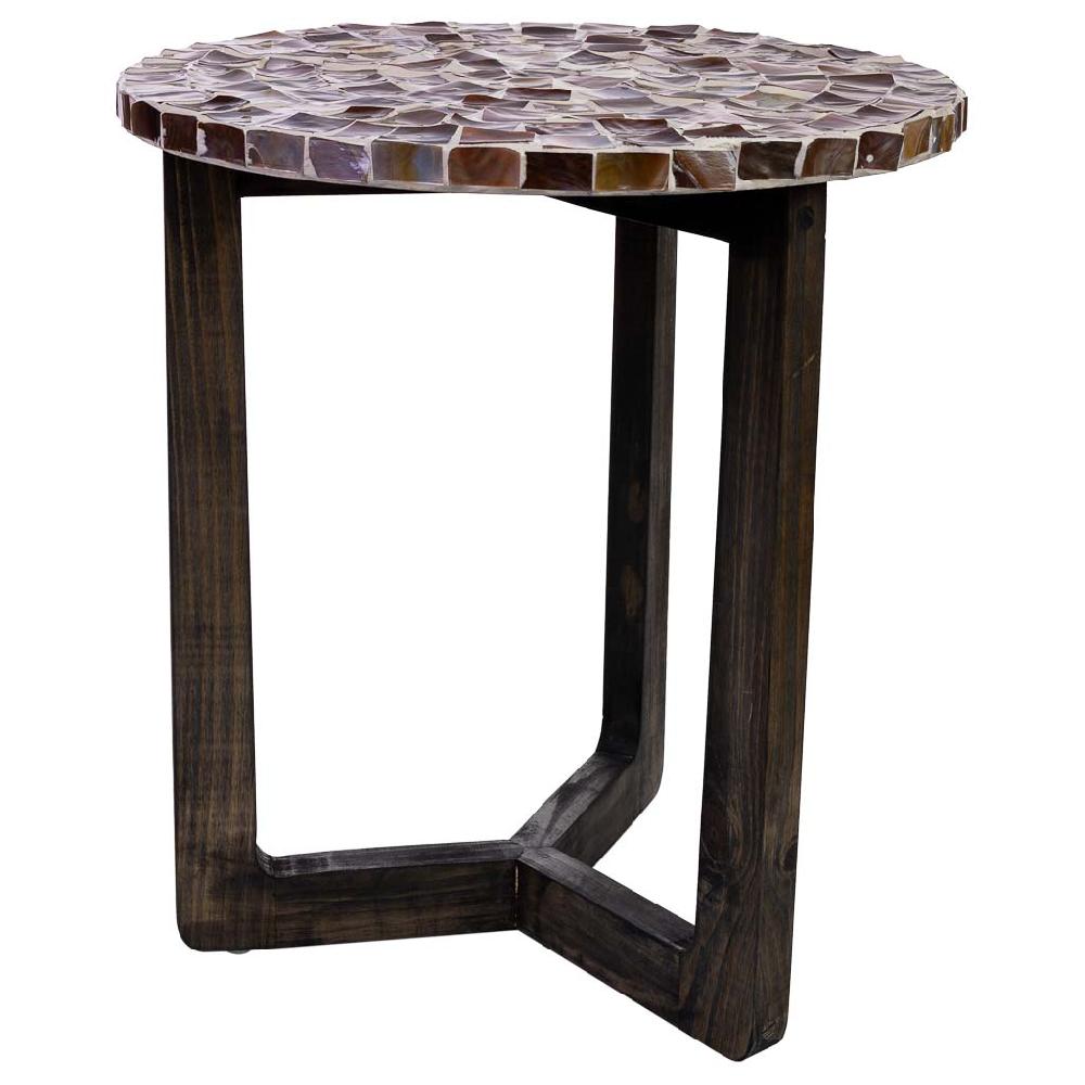 Creaciones meng MUEBLE - MESAS AUXILIARES - mesa auxiliar de madera y capiz marron