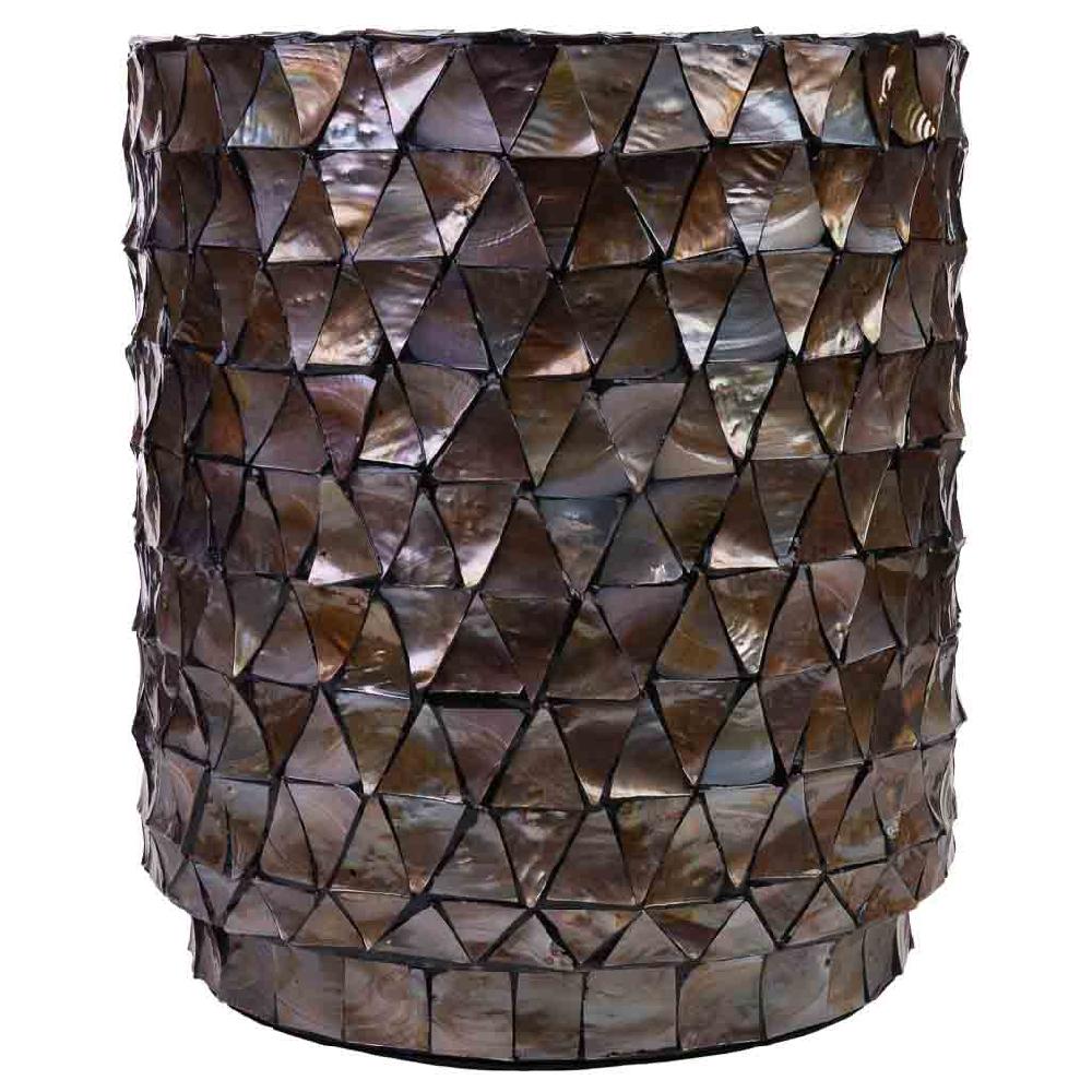 Creaciones Meng MUEBLE - MESAS AUXILIARES - Mesa Auxiliar De Madera Y Madreperla Marron