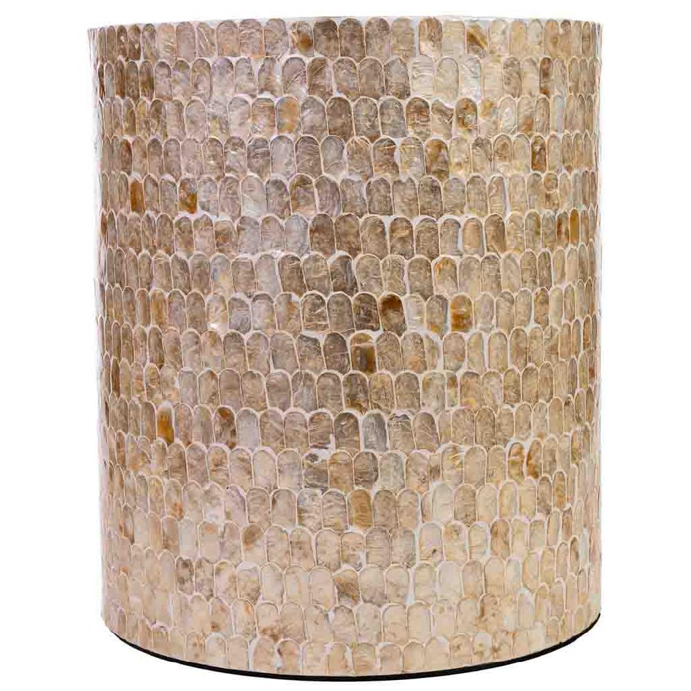 Creaciones Meng MUEBLE - MESAS AUXILIARES - Mesa Auxiliar De Madera Y Capiz Beige