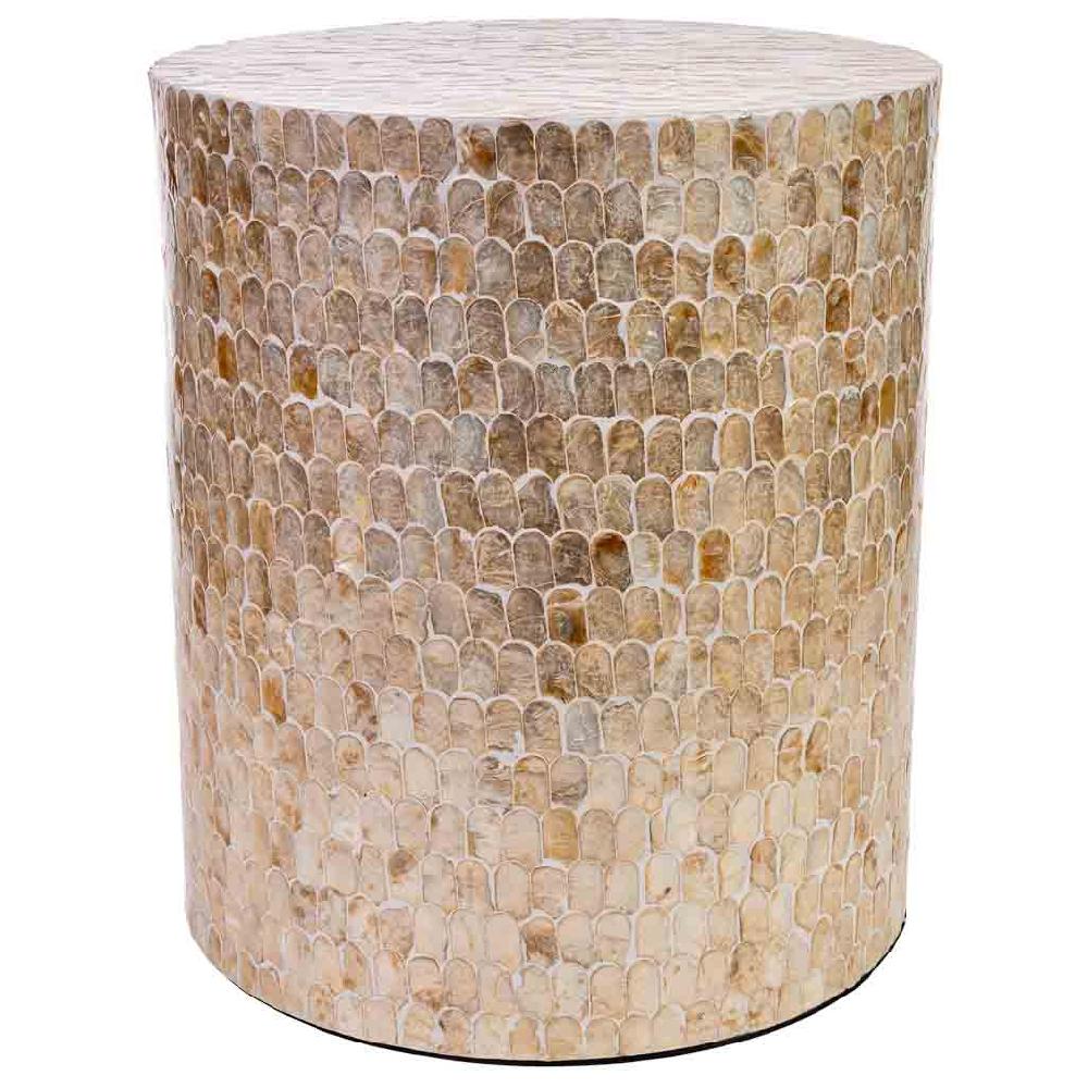 Creaciones meng MUEBLE - MESAS AUXILIARES - mesa auxiliar de madera y capiz beige