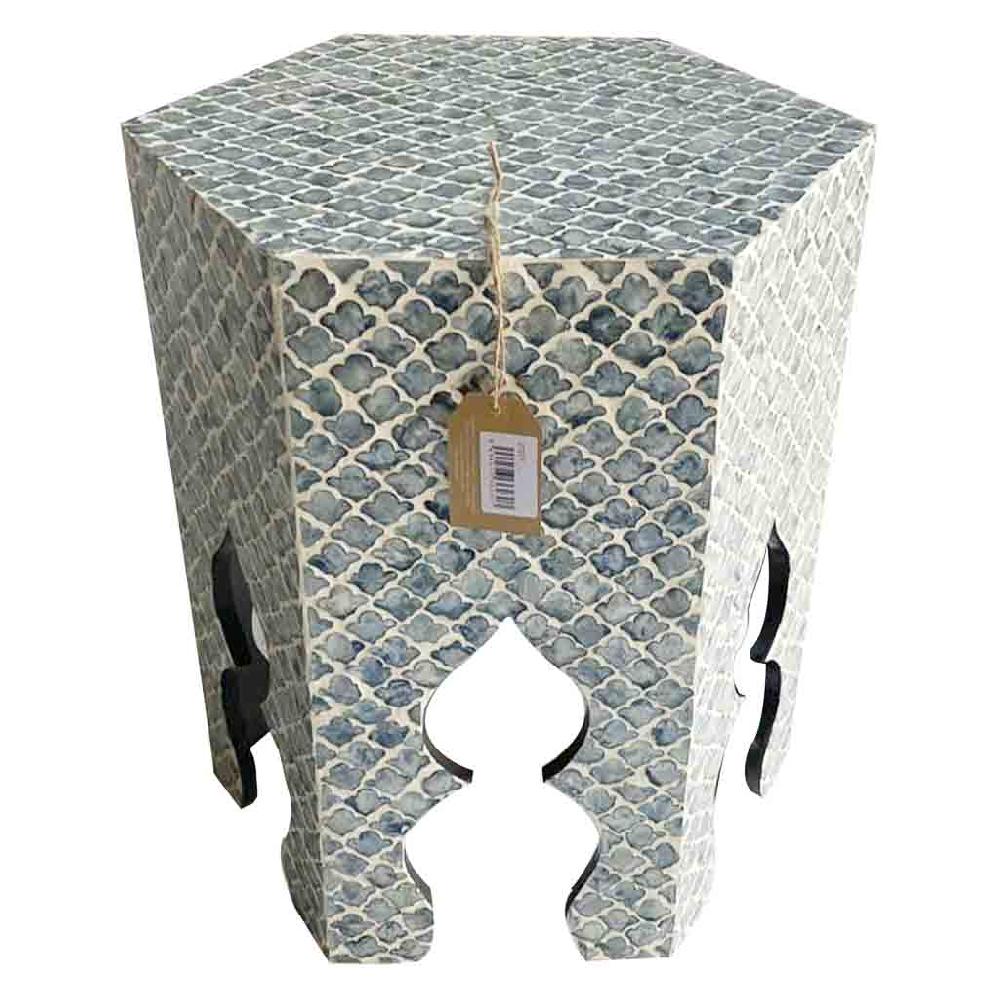 Creaciones meng MUEBLE - MESAS AUXILIARES - mesa auxiliar de madera y capiz gris