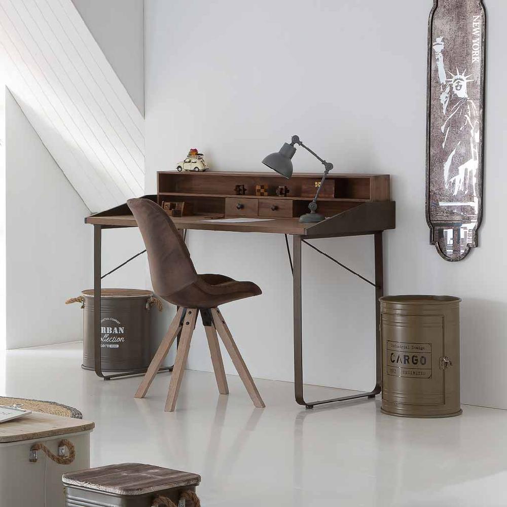 Creaciones Meng MUEBLE - MESAS AUXILIARES - Mesa Estante De Metal Y Madera Con Estante Interior Impreso Verde