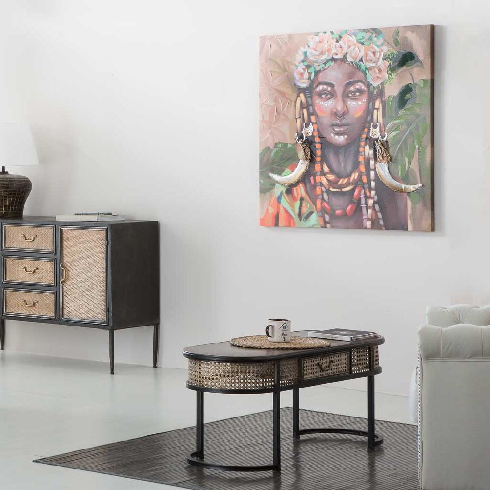 Creaciones Meng MUEBLE - MESAS DE CENTRO - Kit Mesa Auxiliar De Metal Marron