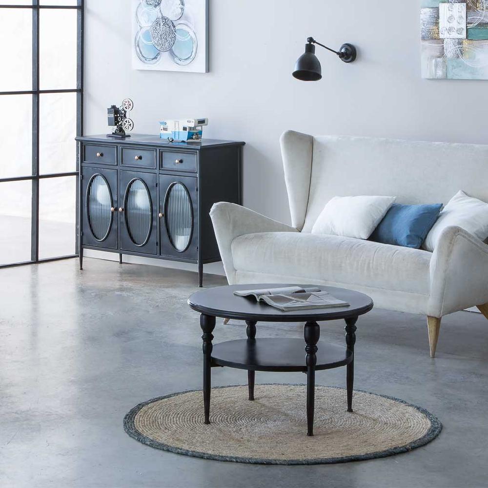 Creaciones Meng MUEBLE - MESAS DE CENTRO - Kit Mesa Auxiliar De Metal Negro