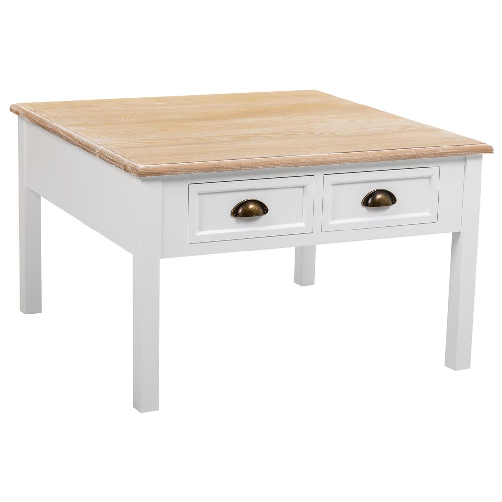 Creaciones meng MUEBLE - MESAS DE CENTRO - kit mesa de centro de madera de 2 cajones blanco