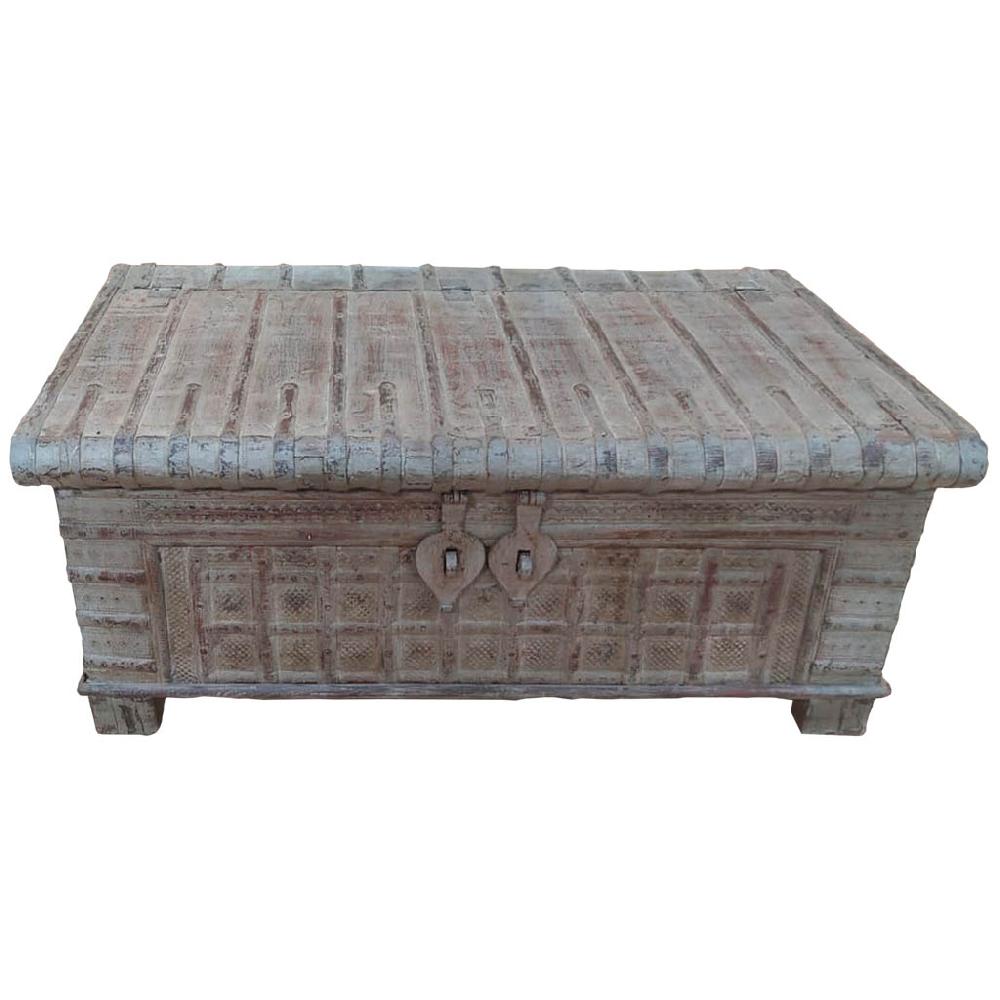 Creaciones Meng MUEBLE - MESAS DE CENTRO - Mesa Baul De Centro De Madera Acabado Artesanal Marron