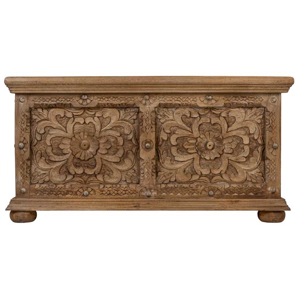 Creaciones Meng MUEBLE - MESAS DE CENTRO - Mesa Baul De Centro De Madera Artesanal Marron