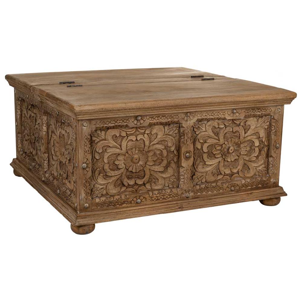 Creaciones meng MUEBLE - MESAS DE CENTRO - mesa baul de centro de madera artesanal marron