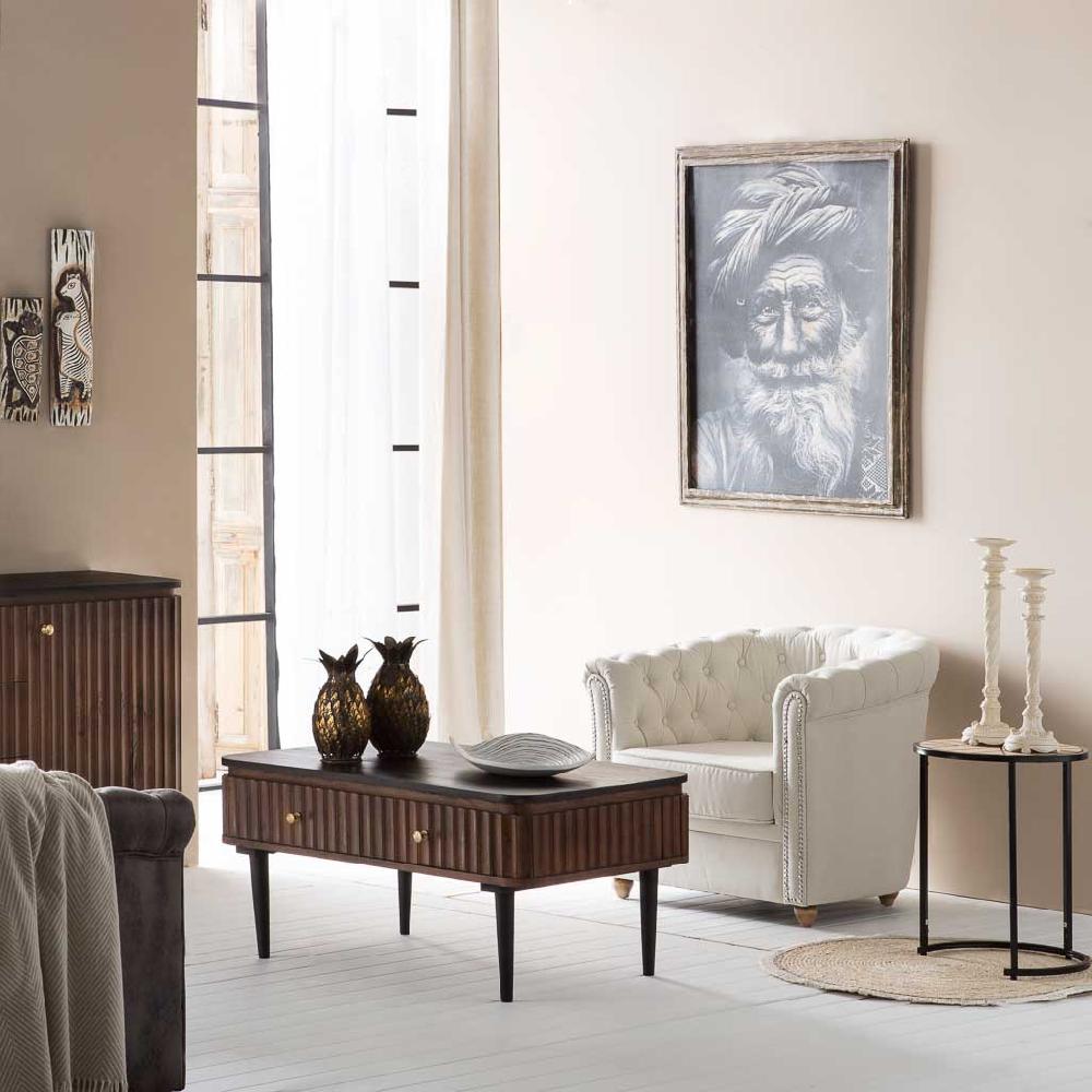 Creaciones Meng MUEBLE - MESAS DE CENTRO - Mesa De Centro De Madera Artesanal Negro