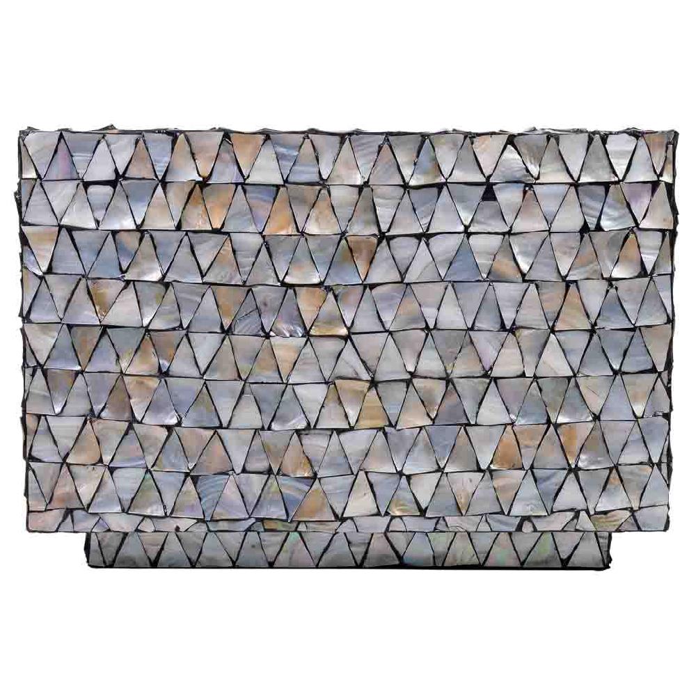 Creaciones Meng MUEBLE - MESAS DE CENTRO - Mesa De Centro De Madera Y Madreperla Gris