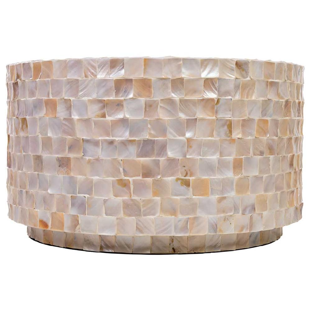 Creaciones Meng MUEBLE - MESAS DE CENTRO - Mesa De Centro De Madera Y Madreperla Beige