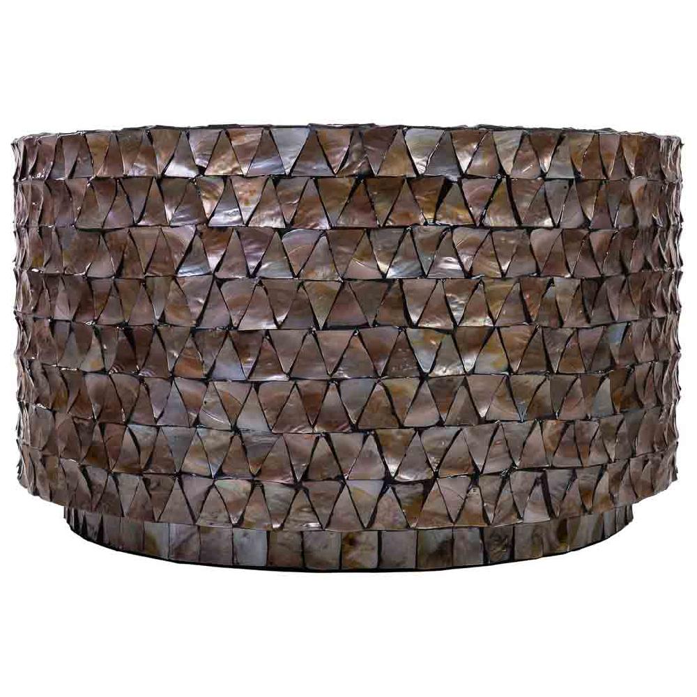 Creaciones Meng MUEBLE - MESAS DE CENTRO - Mesa De Centro De Madera Y Madreperla Marron