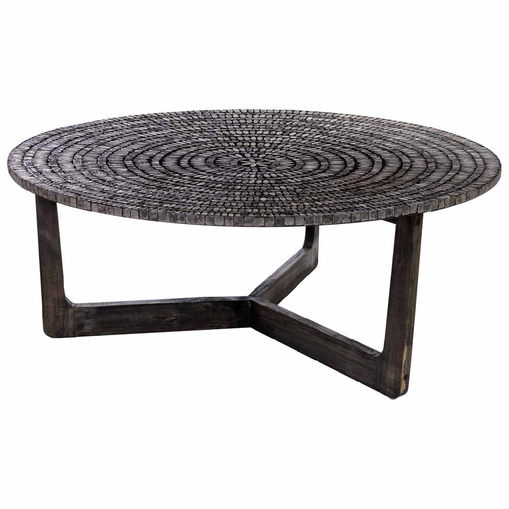 Creaciones meng MUEBLE - MESAS DE CENTRO - mesa de centro de madera y capiz gris