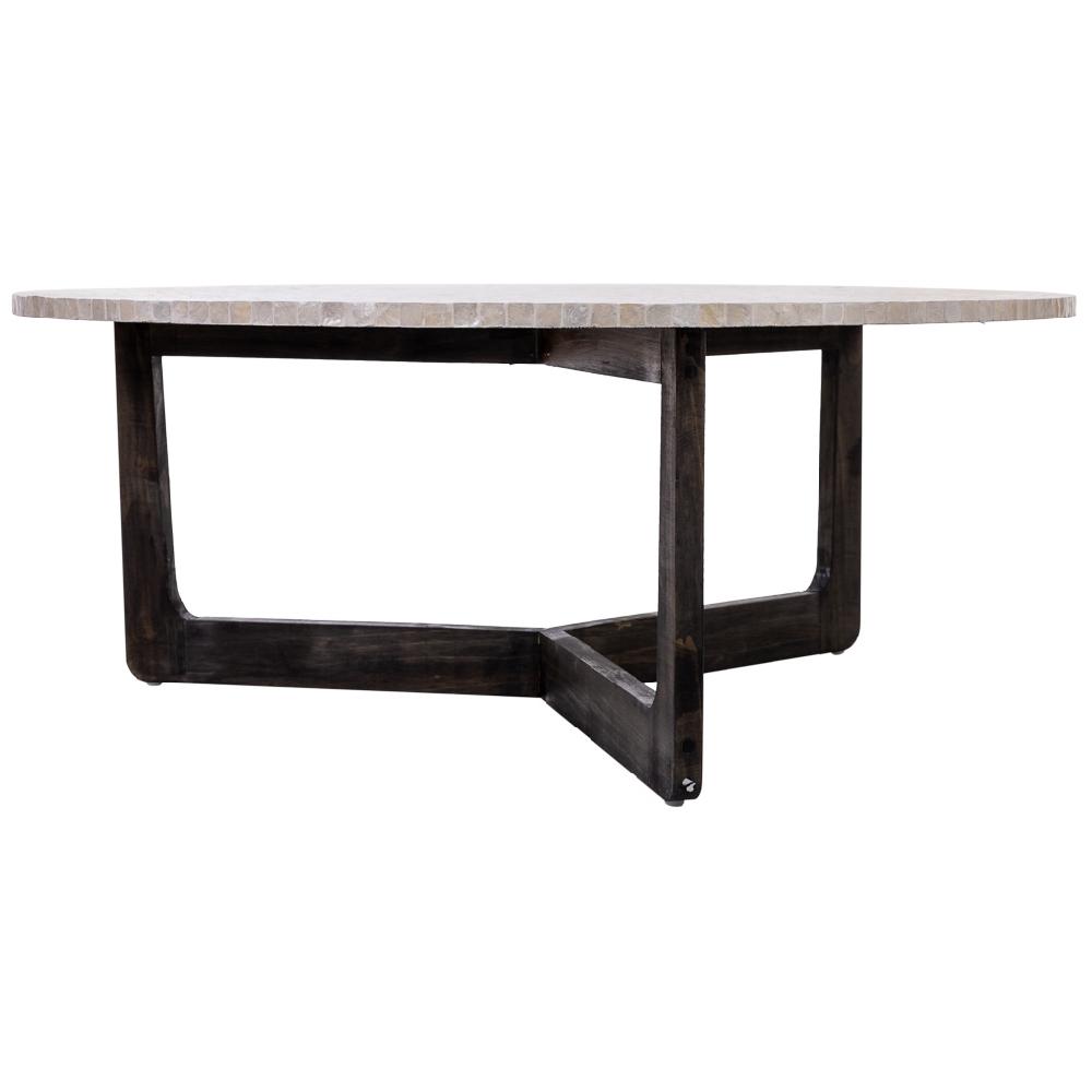 Creaciones Meng MUEBLE - MESAS DE CENTRO - Mesa De Centro De Madera Y Capiz Blanco