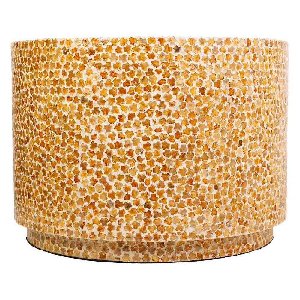 Creaciones Meng MUEBLE - MESAS DE CENTRO - Mesa De Centro Redonda De Madera Acabado En Capiz Marron