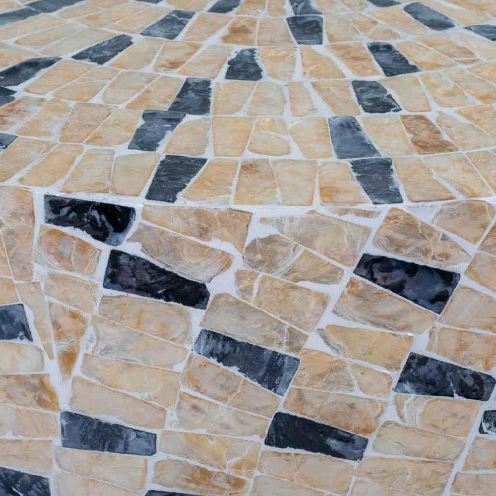 Creaciones Meng MUEBLE - MESAS DE CENTRO - Mesa De Centro Redonda De Madera Acabado En Capiz Marron