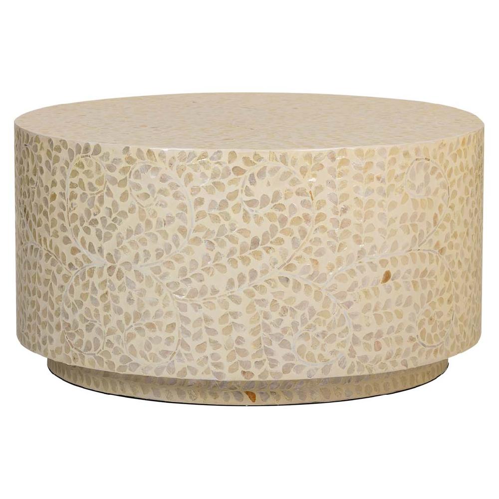 Creaciones meng MUEBLE - MESAS DE CENTRO - mesa de centro redonda de madera acabado en capiz gris