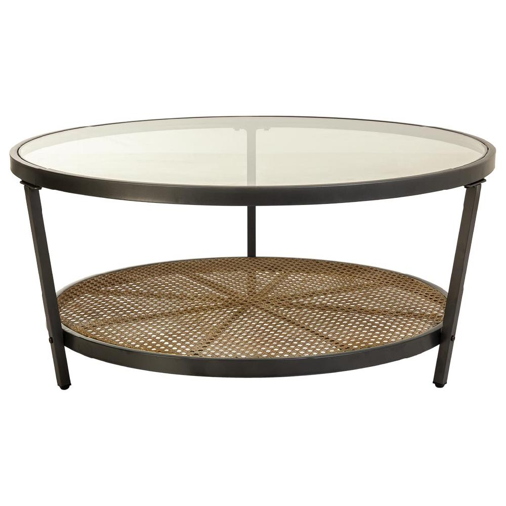 Creaciones meng MUEBLE - MESAS DE CENTRO - mesa de centro redondade metal y cristal marron