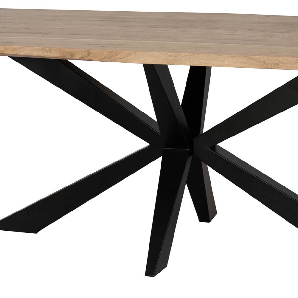 Creaciones Meng MUEBLE - MESAS - Mesa De Comedor Borde Conico De Madera De Acacia Acabado Color Natural