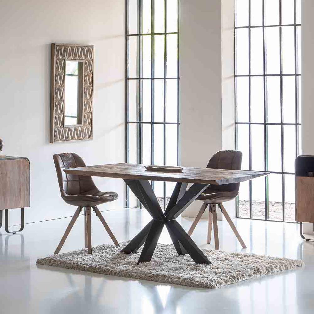 Creaciones Meng MUEBLE - MESAS - Mesa De Comedor Canto Conico De Madera De Acacia Acabado Color Oxido Oleum