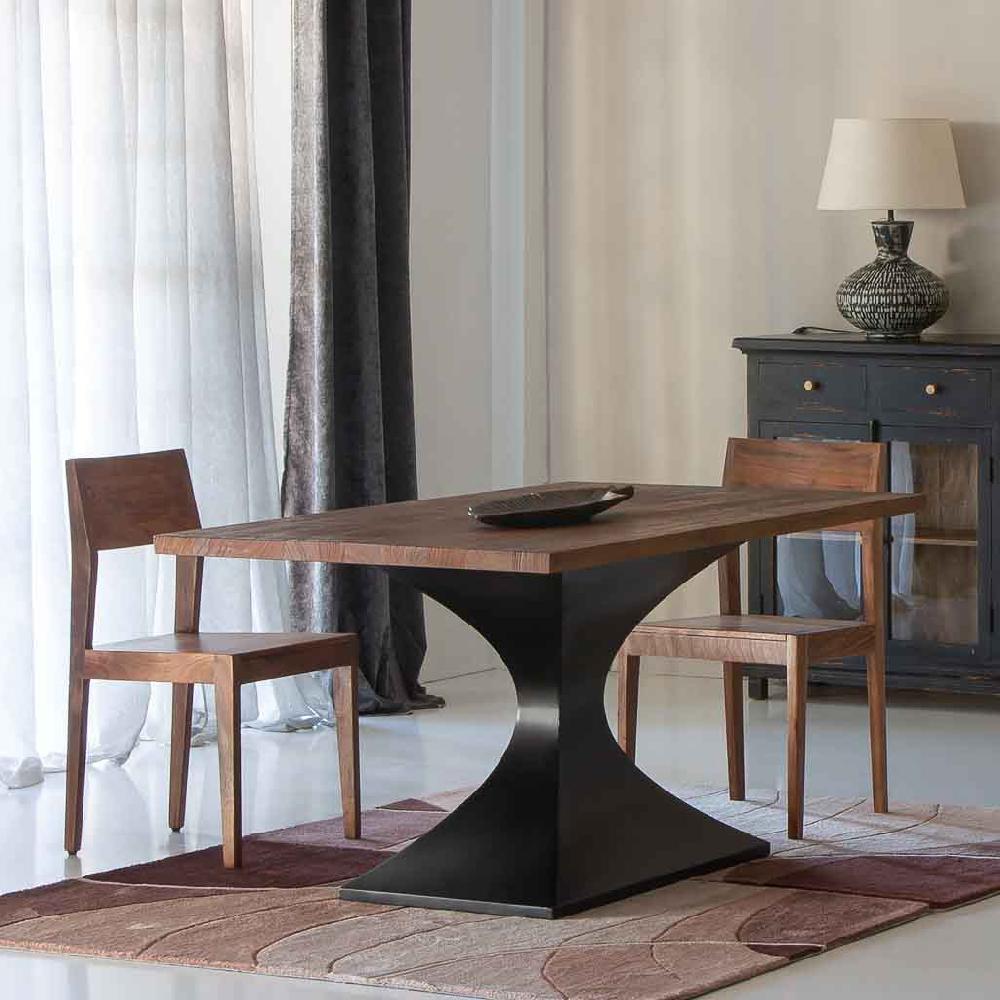 Creaciones Meng MUEBLE - MESAS - Mesa De Comedor De Madera De Acacia Acabado Color Nogal