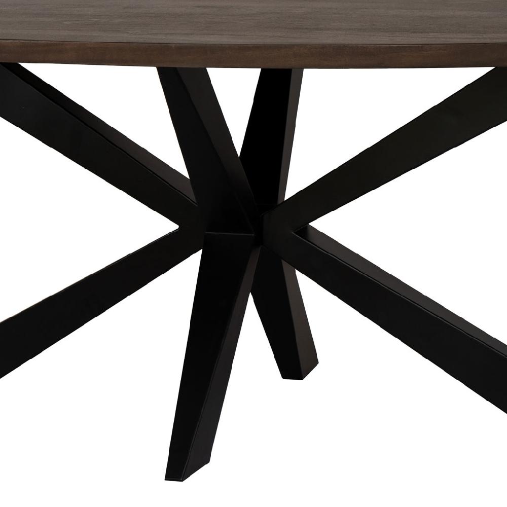 Creaciones Meng MUEBLE - MESAS - Mesa De Comedor Ovalada Con Pata Araña Suiza Acabado De Madera De Mango Color Nogal Oscuro