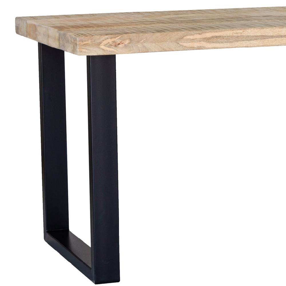 Creaciones Meng MUEBLE - MESAS - Mesa De Comedor Rectangular Con Tablero De Mango Natural Y Patas De Hierro