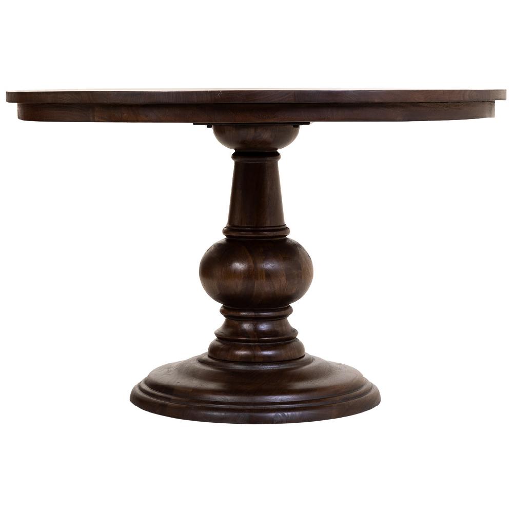 Creaciones Meng MUEBLE - MESAS - Mesa De Comedor Redonda De Madera De Mango Acabado Color Nogal