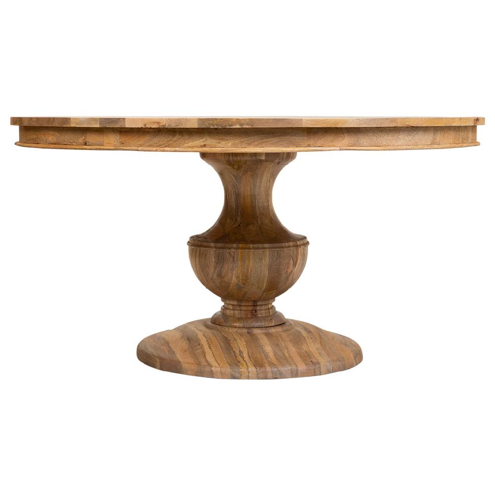 Creaciones Meng MUEBLE - MESAS - Mesa De Comedor Redonda De Madera De Mango Acabado Color Natural