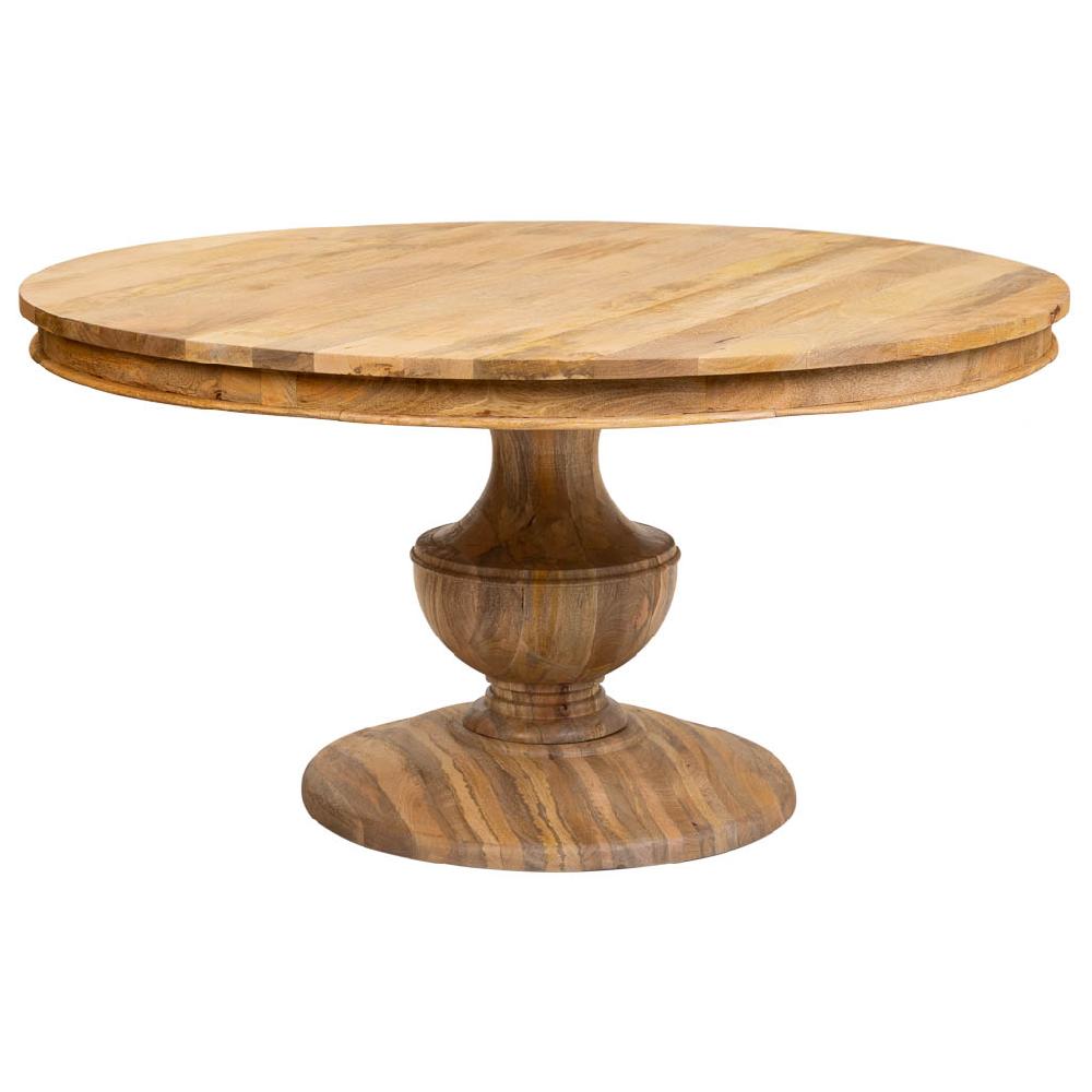 Creaciones meng MUEBLE - MESAS - mesa de comedor redonda de madera de mango acabado color natural