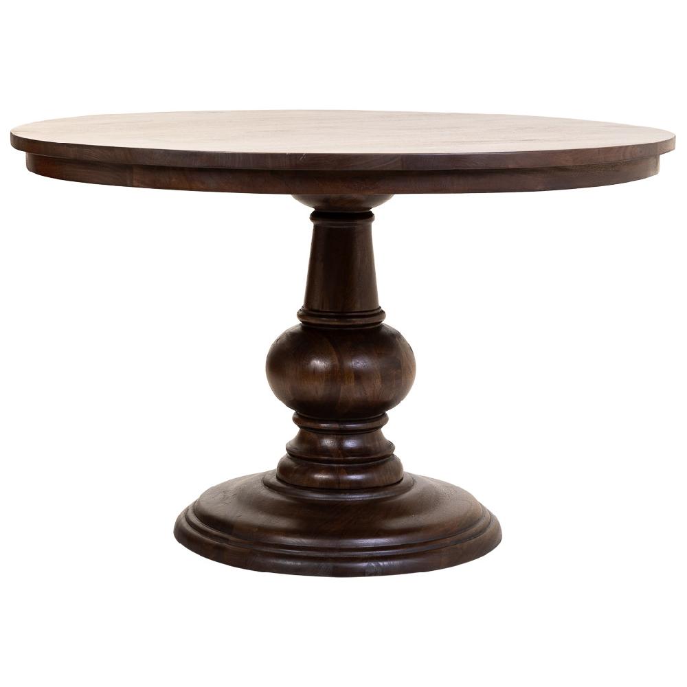 Creaciones meng MUEBLE - MESAS - mesa de comedor redonda de madera de mango acabado color nogal