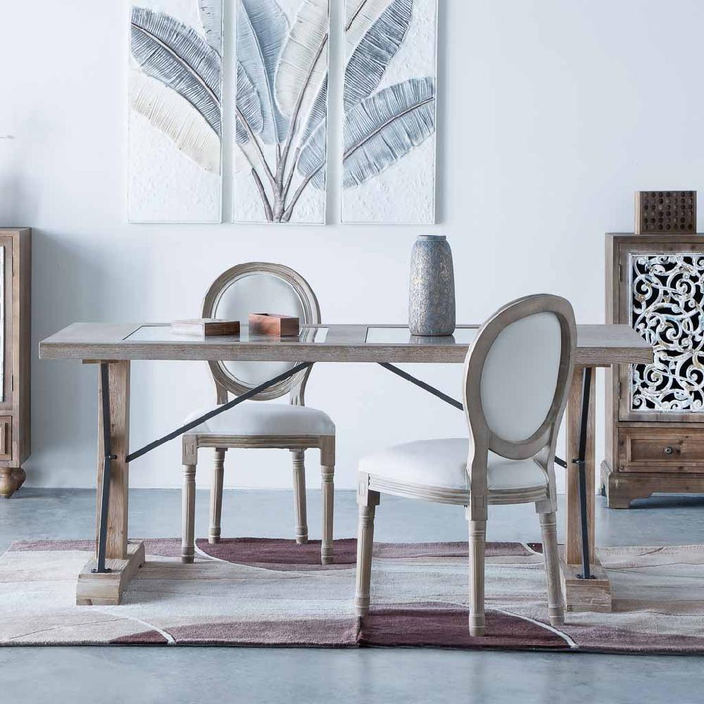 Creaciones Meng MUEBLE - MESAS - Mesa De Madera Y Metal Marron