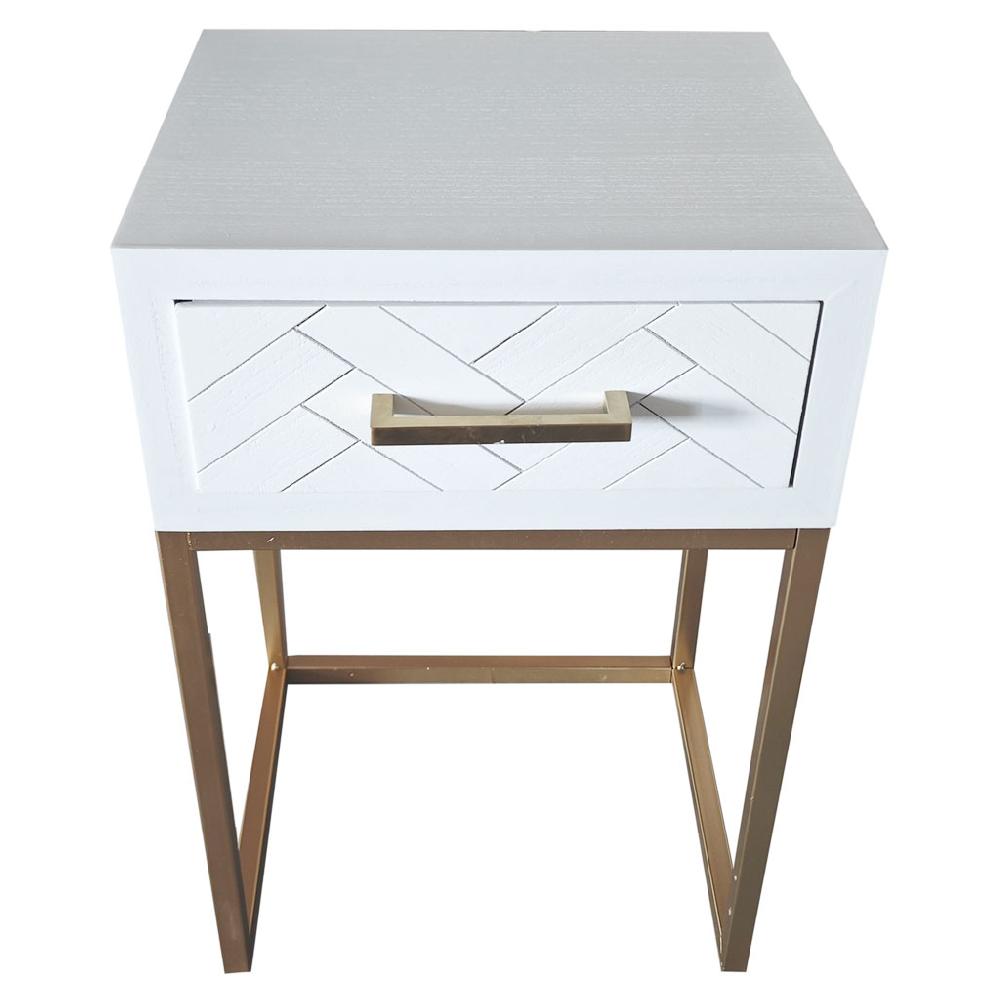 Creaciones meng MUEBLE - MESITAS NOCHE - mesita 1 cajon madera y metal