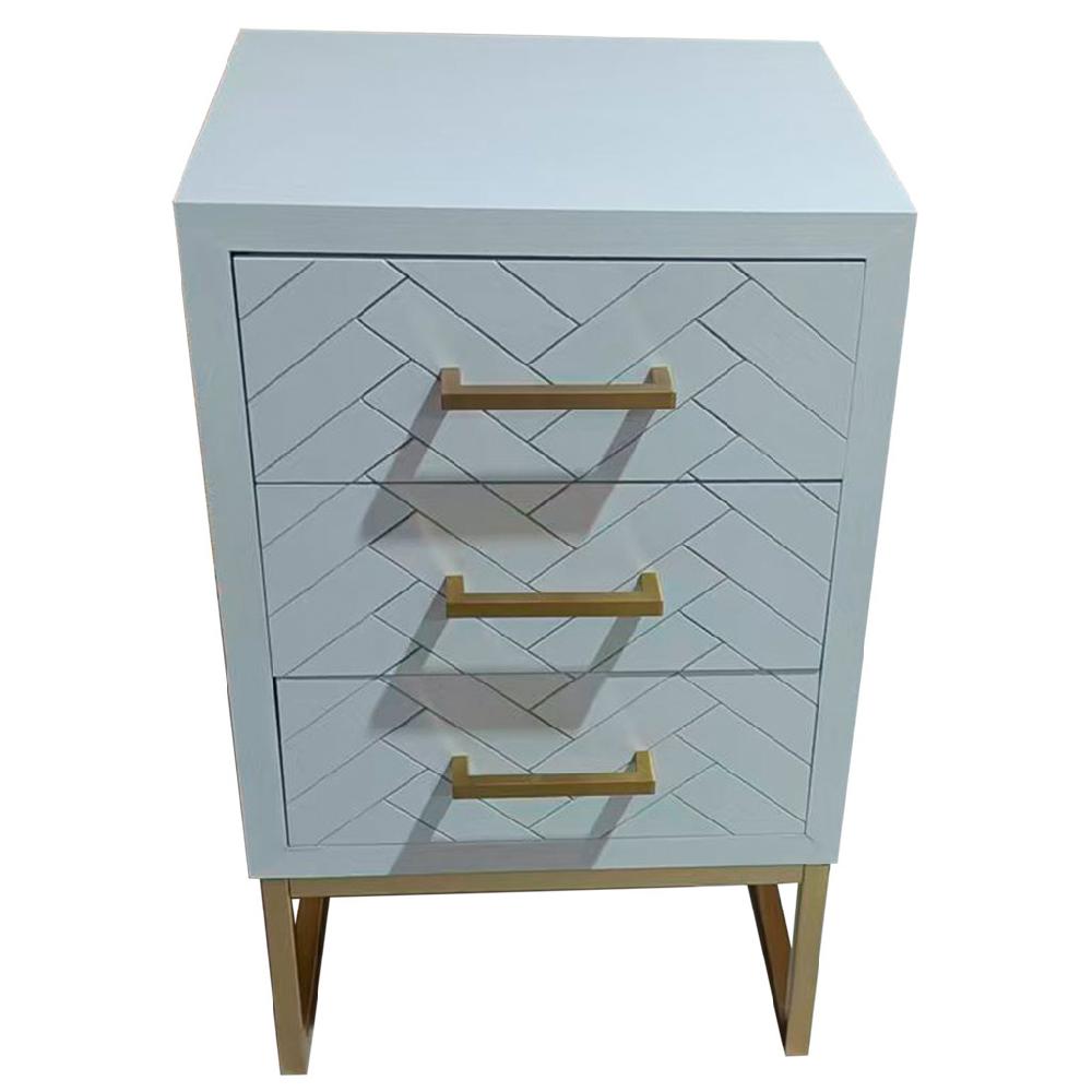 Creaciones meng MUEBLE - MESITAS NOCHE - mesita de 3 cajones de madera y metal