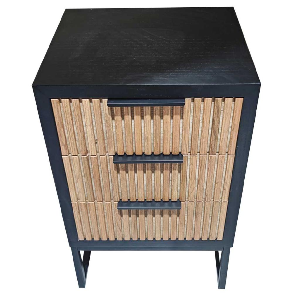 Creaciones meng MUEBLE - MESITAS NOCHE - mesita de 3 cajones de madera y metal