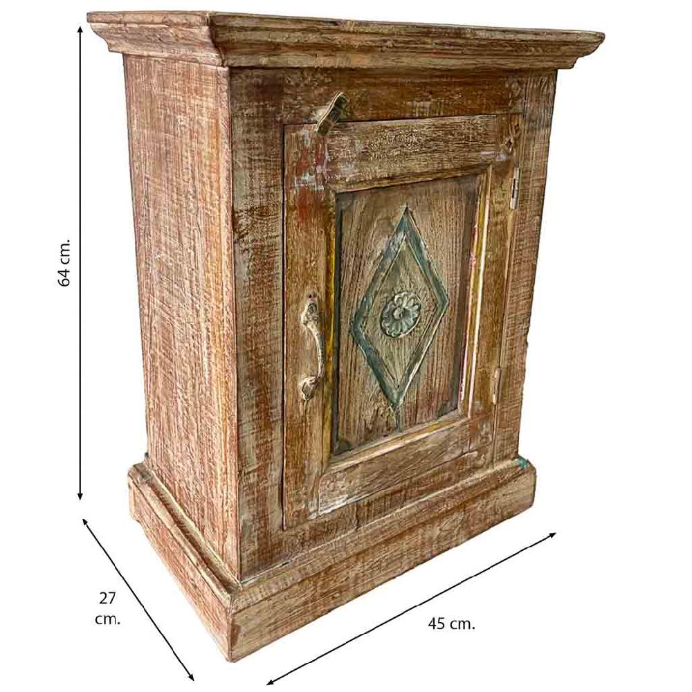 Creaciones Meng MUEBLE - MESITAS NOCHE - Mesita De Madera Acabado Artesanal Marron