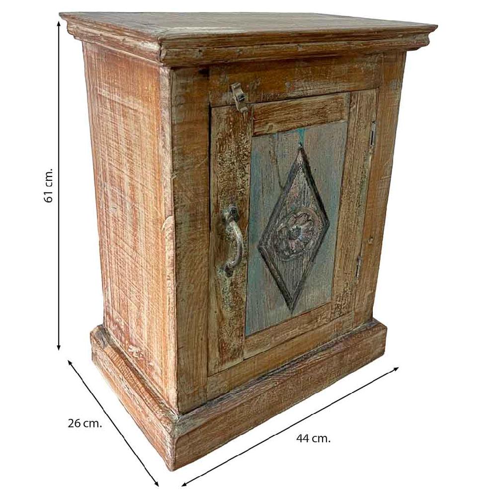 Creaciones Meng MUEBLE - MESITAS NOCHE - Mesita De Madera Acabado Artesanal Marron