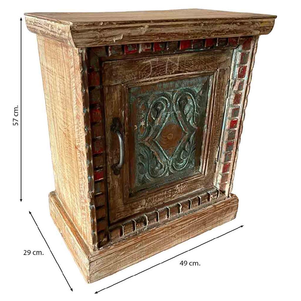 Creaciones Meng MUEBLE - MESITAS NOCHE - Mesita De Madera Acabado Artesanal Azul