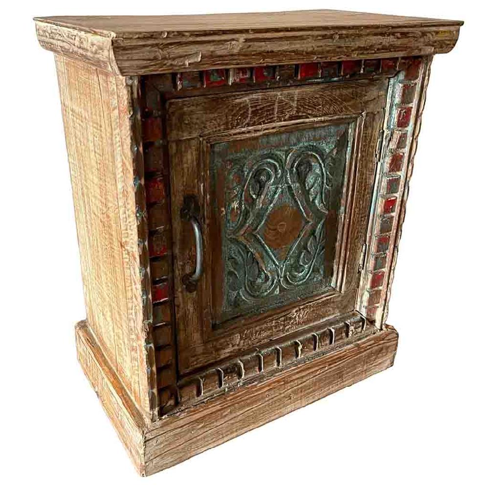 Creaciones meng MUEBLE - MESITAS NOCHE - mesita de madera acabado artesanal azul