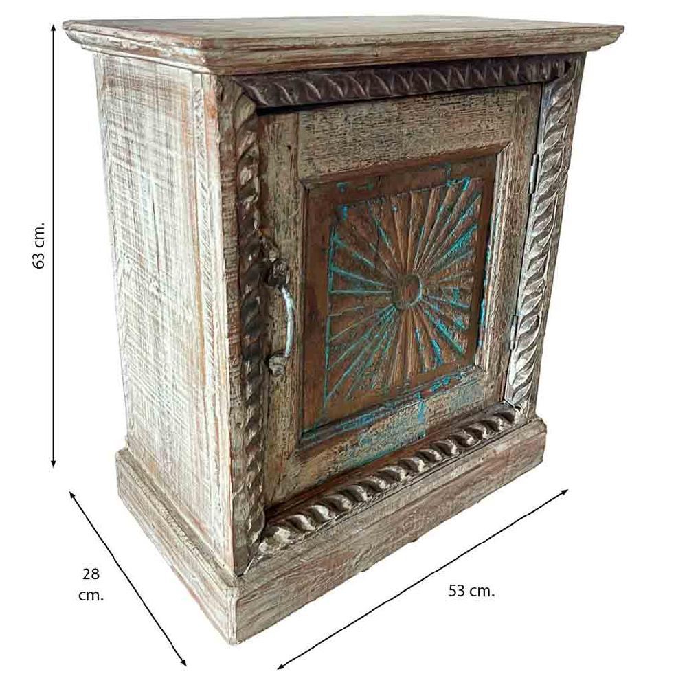 Creaciones Meng MUEBLE - MESITAS NOCHE - Mesita De Madera Acabado Artesanal Marron