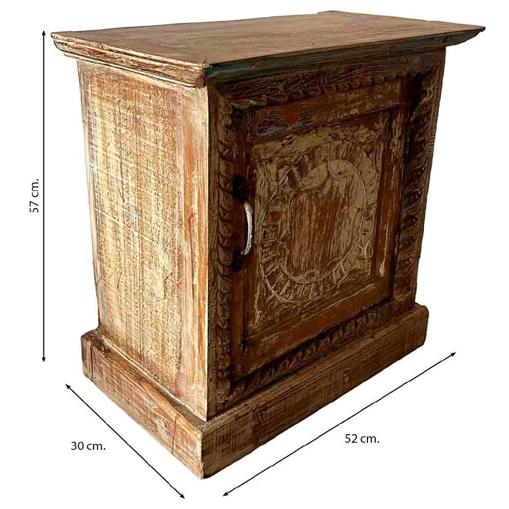 Creaciones Meng MUEBLE - MESITAS NOCHE - Mesita De Madera Acabado Artesanal Marron