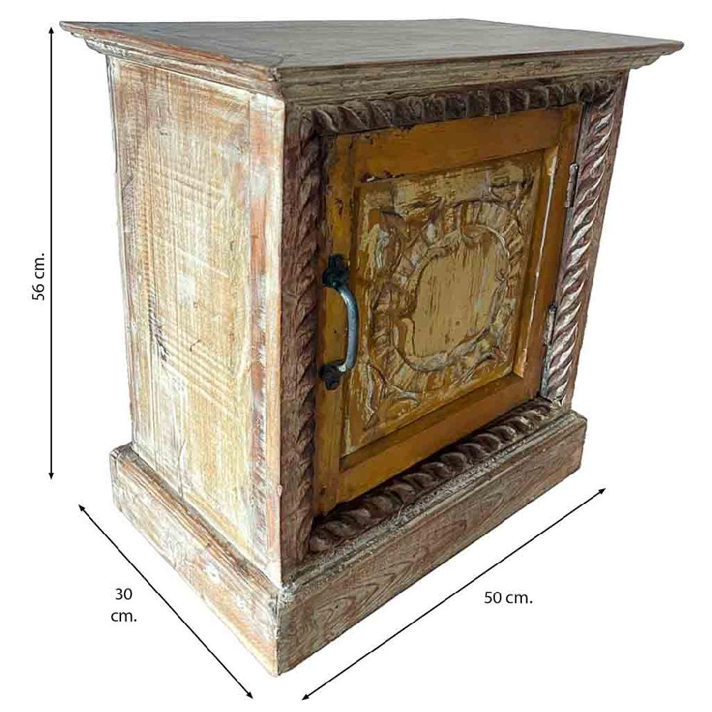 Creaciones Meng MUEBLE - MESITAS NOCHE - Mesita De Madera Acabado Artesanal Marron