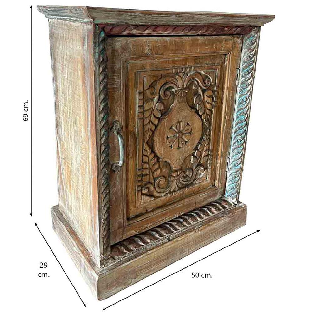 Creaciones Meng MUEBLE - MESITAS NOCHE - Mesita De Madera Acabado Artesanal Marron