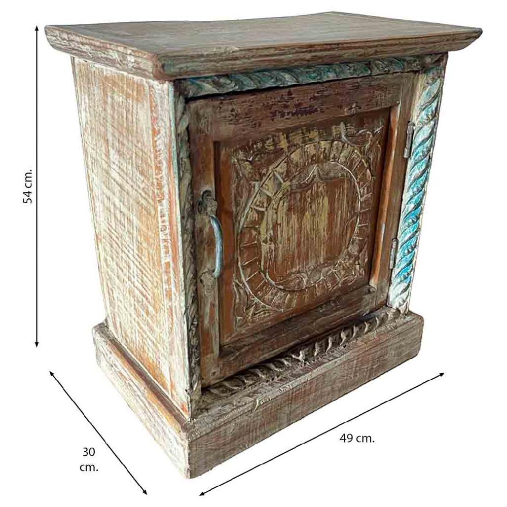 Creaciones Meng MUEBLE - MESITAS NOCHE - Mesita De Madera Acabado Artesanal Marron