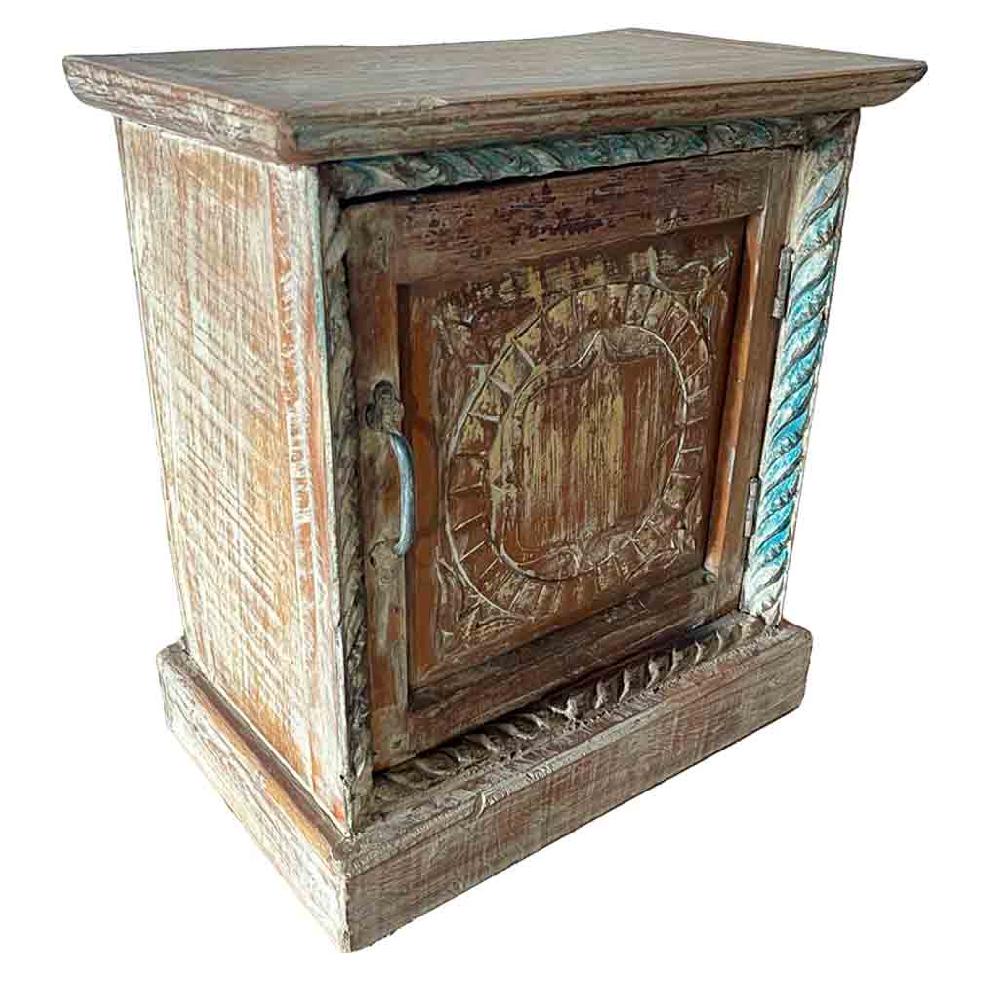 Creaciones meng MUEBLE - MESITAS NOCHE - mesita de madera acabado artesanal marron