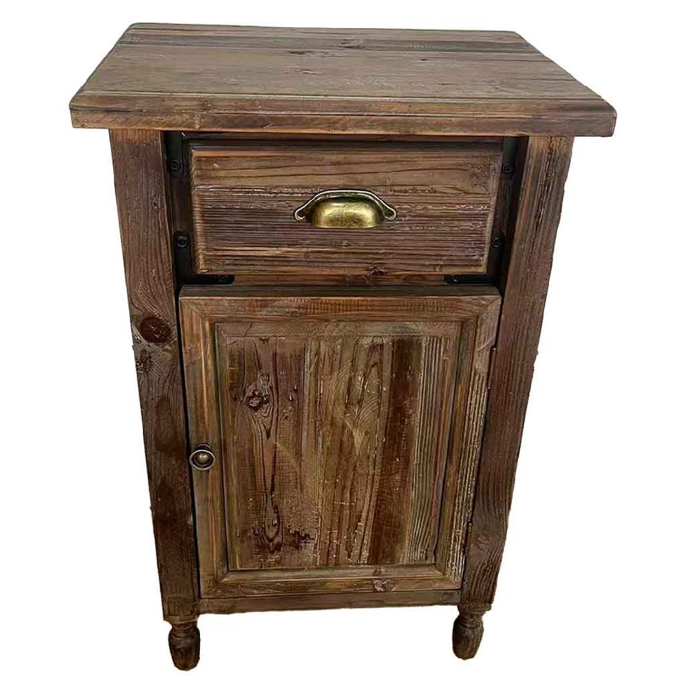 Creaciones meng MUEBLE - MESITAS NOCHE - mesita de madera con 1 puerta y 1 cajón