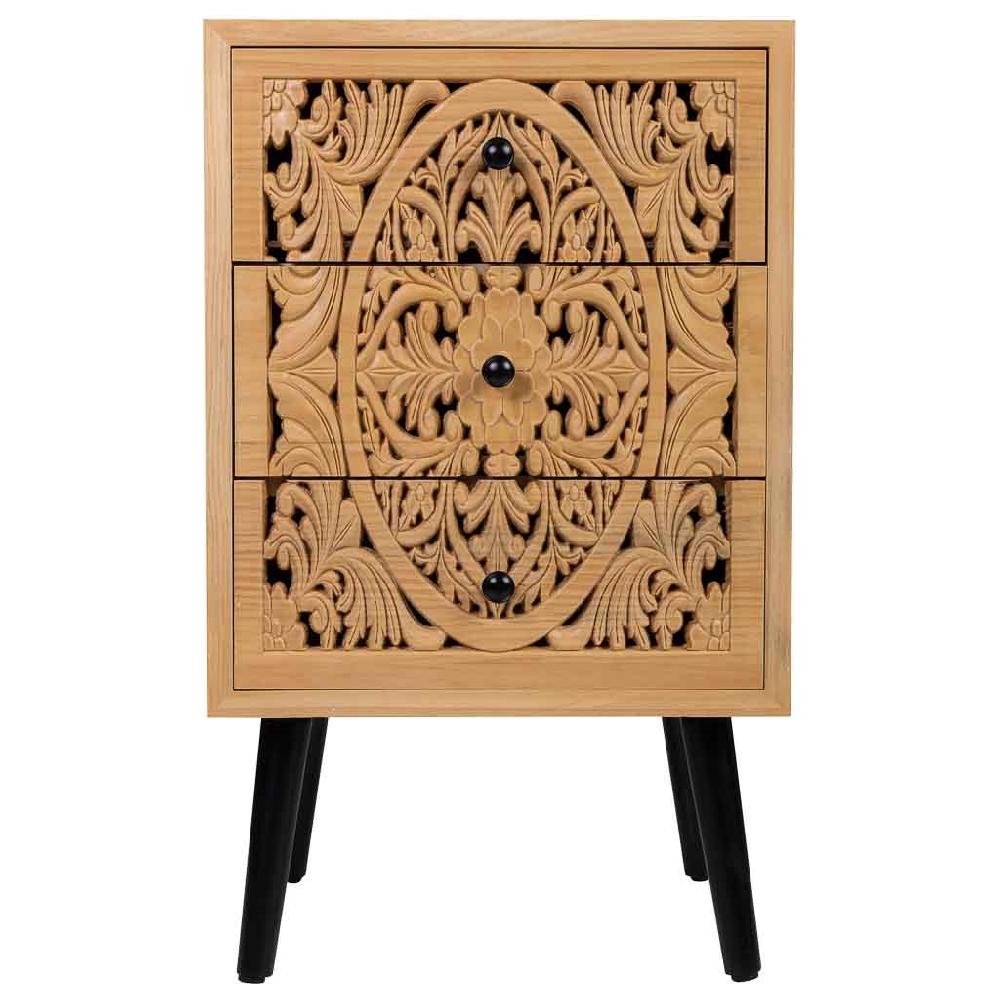 Creaciones Meng MUEBLE - MESITAS NOCHE - Mesita De Madera Marrón