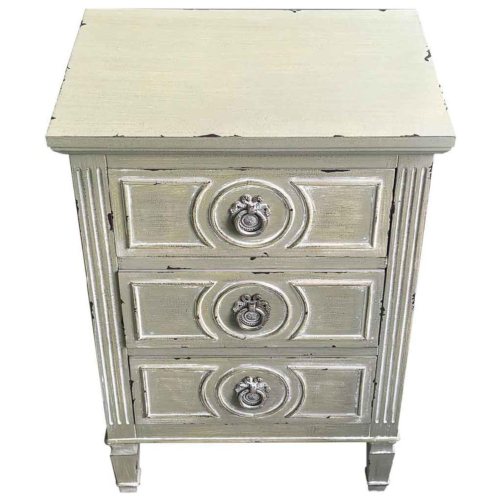 Creaciones meng MUEBLE - MESITAS NOCHE - mesita de noche de madera con tres cajones gris